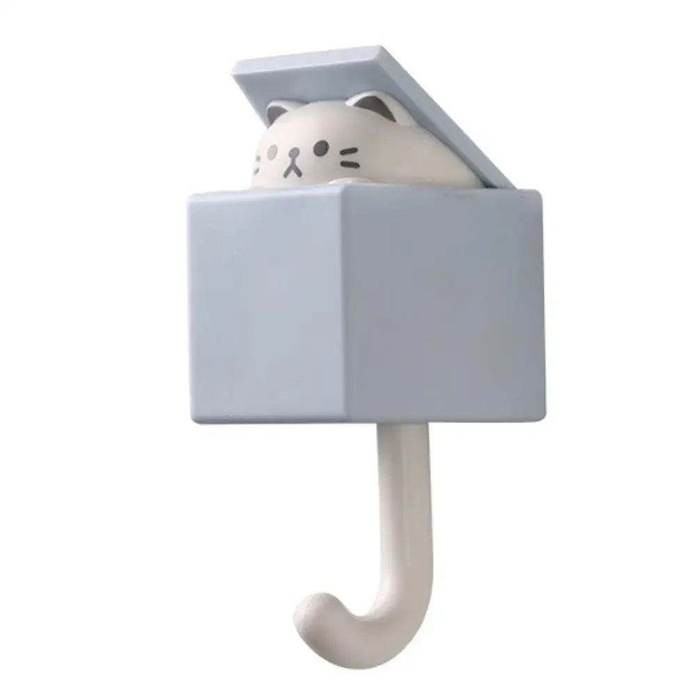 1PCS Creative Blink Cat Hook Cute Seamless Dormitory Bedroom Door Hangers Hooks Key Umbrella Towel Cap Coat Rack Wall Decoration
