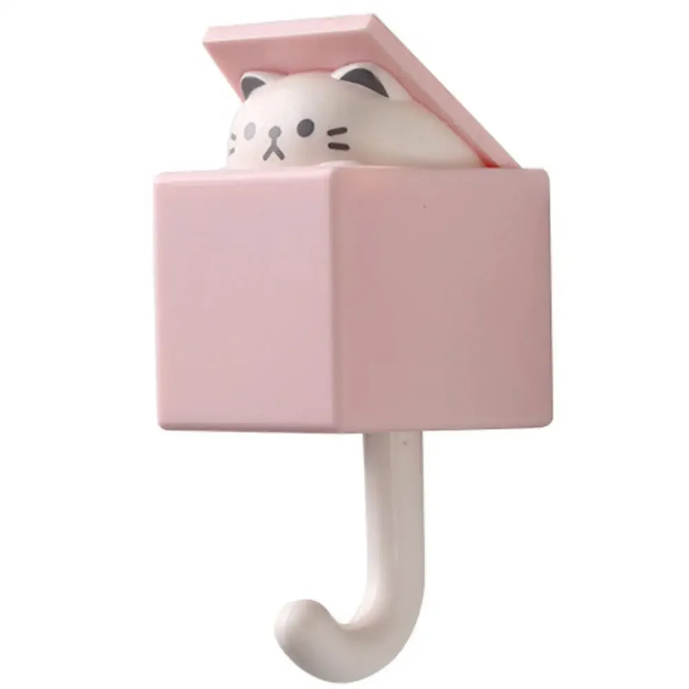 1PCS Creative Blink Cat Hook Cute Seamless Dormitory Bedroom Door Hangers Hooks Key Umbrella Towel Cap Coat Rack Wall Decoration